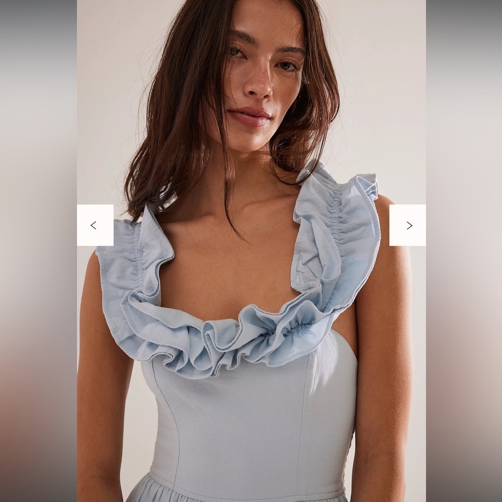 Free People Ruffle It Up Midi - Morning Frost - Picture 3 of 4